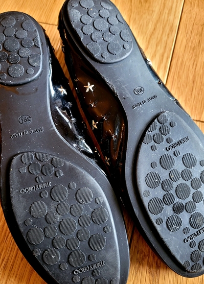 Jimmy Choo Black Patent Leather Star Cutout Flats - Picture 6 of 9